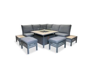 LeisureGrow - Monza Modular Deluxe Corner Sofa/Dining Set with Firepit Table