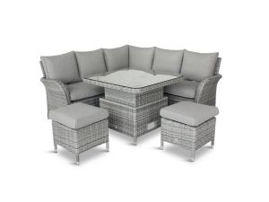 LeisureGrow - Monaco Stone Compact Corner Sofa/Dining Set with Hi/Lo Table