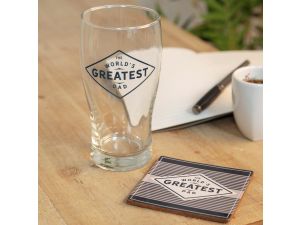Dad Beer Glass and Coaster Set