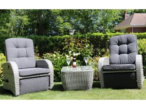 Majestique - Bellevue Set with Rocking & Reclining Armchairs - Charcoal / Light Grey