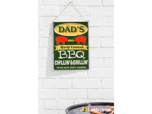 Dad's BBQ Embossed Metal Sign