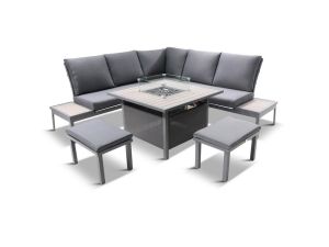 LeisureGrow - Milano Modular Deluxe Corner Sofa/Dining Set with Firepit Table - (Feb Delivery)