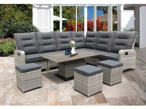 Majestique - Tulla Reclining Corner Sofa Set with Height Adjustable Table